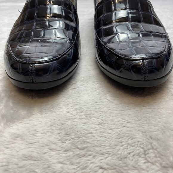 Aerosoles Final Exam Shoes Womens 10 Midnight Blue Faux Patent Leather Croc - Picture 2 of 7